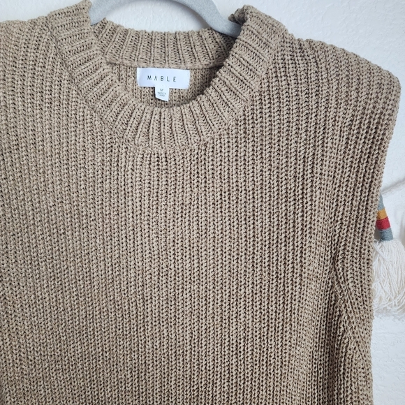 Mable Cable Open Knit Beige Tan High Neck Padded Maxi Dress Boho Modest Neutral - Picture 5 of 12